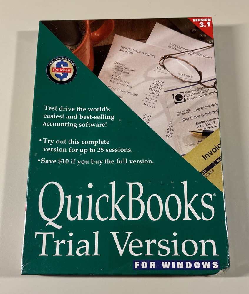 1995 QUICKBOOKS Trail Version For Windows V3.1 NEW Sealed in Box