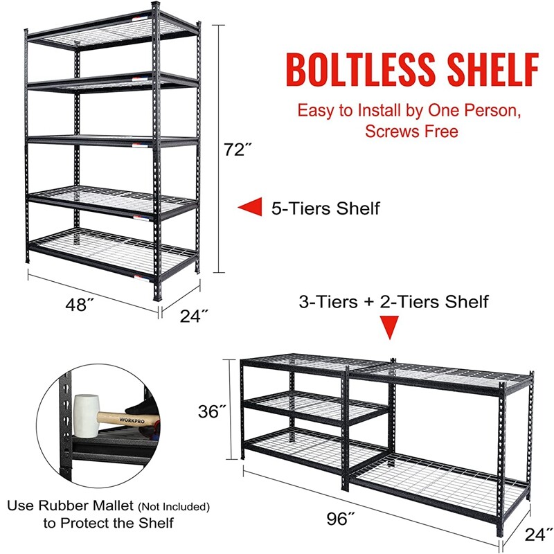 WORKPRO 5-Tier 72-inch Heavy Duty Metal Storage Shelving Unit Storage Rack Shelf