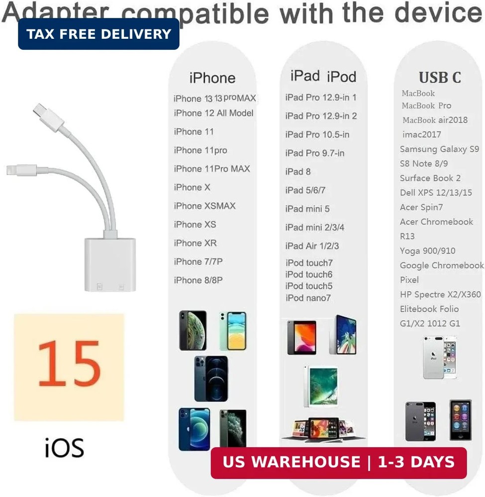 [Apple MFi Certified] iPhone SD Card Reader, 4 in 1 Cameras SD Reader with Dual