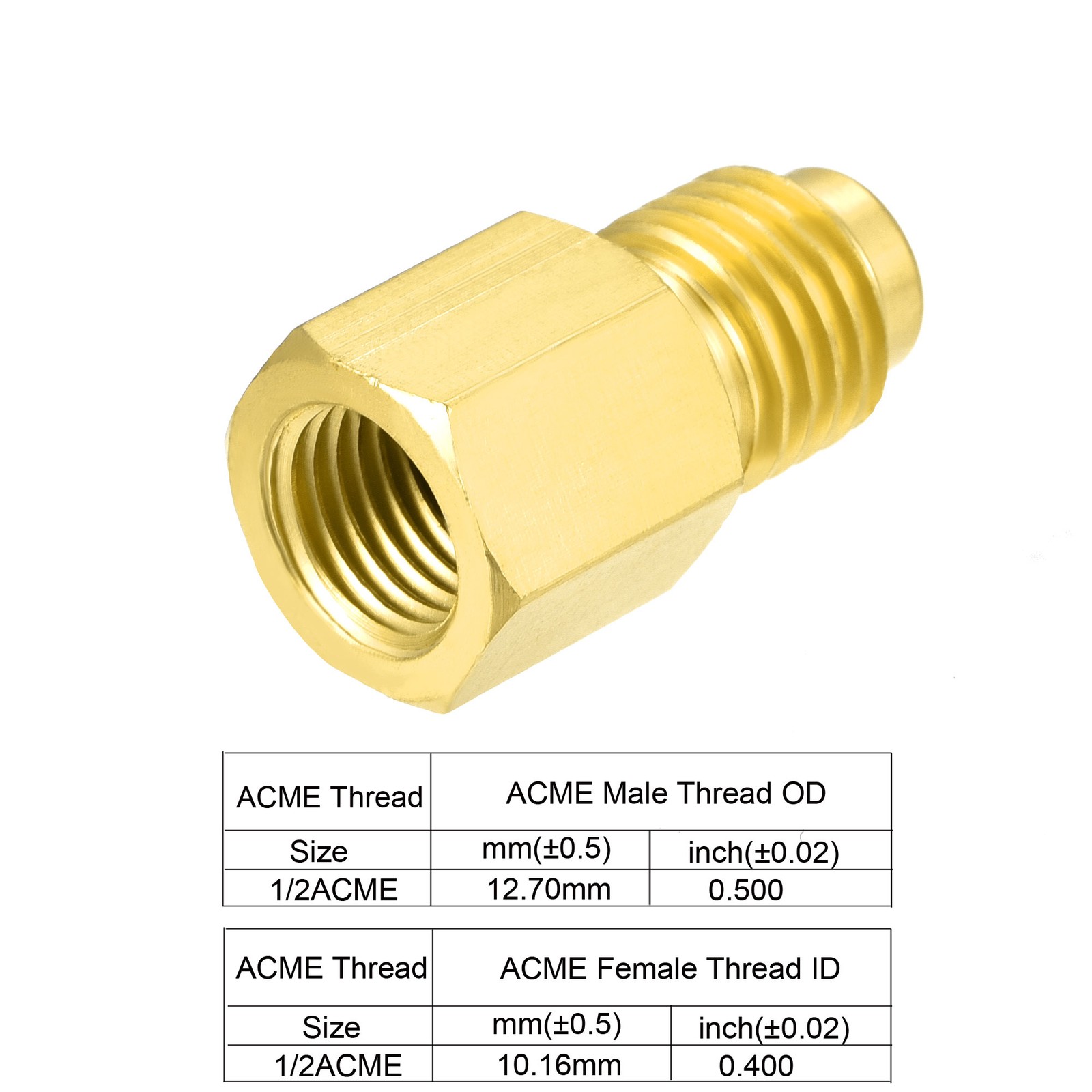 Brass Straight Fitting 1/4SAE 1/2ACME Male to 1/2ACME Female Reducing Adapter