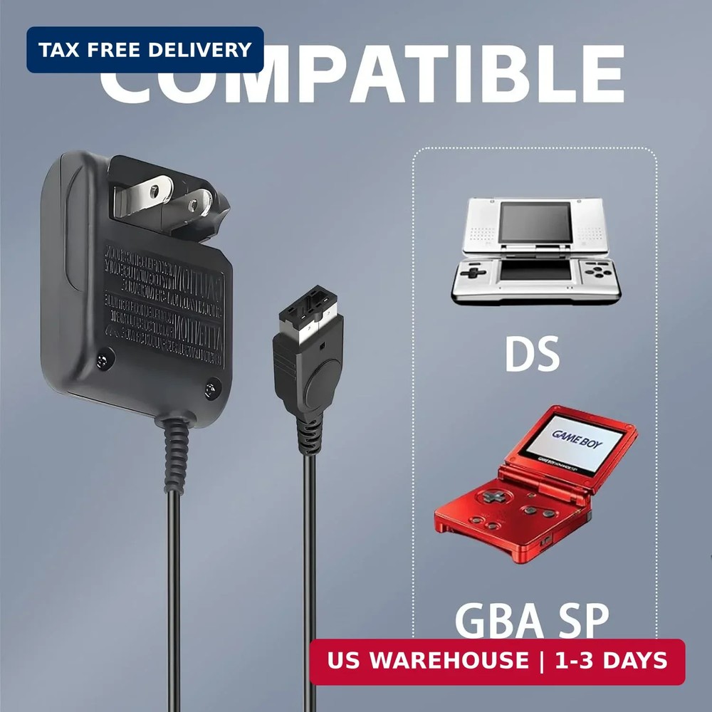 Gameboy Advance SP Charger - AC Wall Adapter & USB Charging Cable Compatible wit