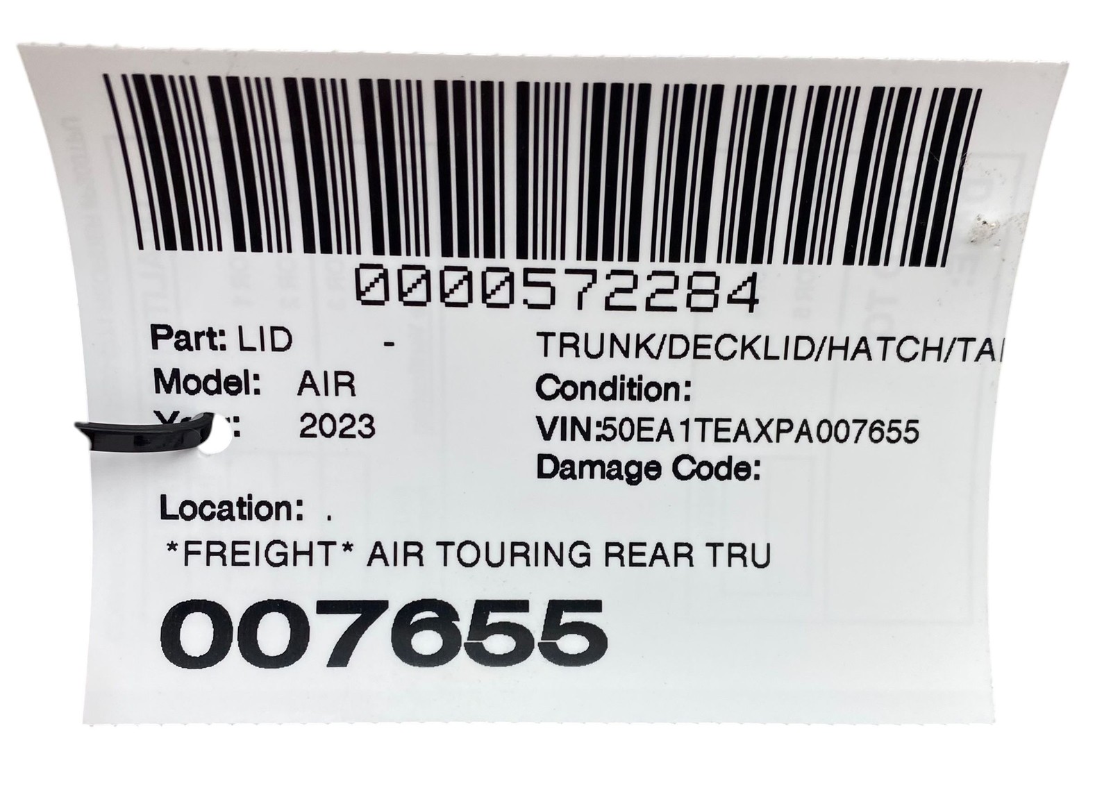 2022-2024 LUCID AIR AIR TOURING REAR TRUNK LID ZENITH RED METALLIC STEALTH PACK