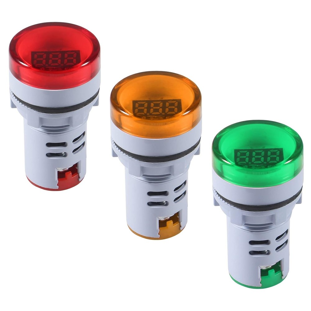 3pcs AC Voltage Display Digital LED Voltmeter Yellow,Green,Red