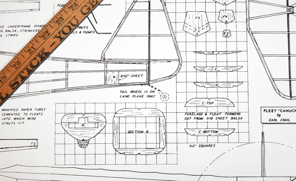 FLEET CANUCK PLANS + CONSTRUCTION ARTICLE for 27” FF Model Airplane