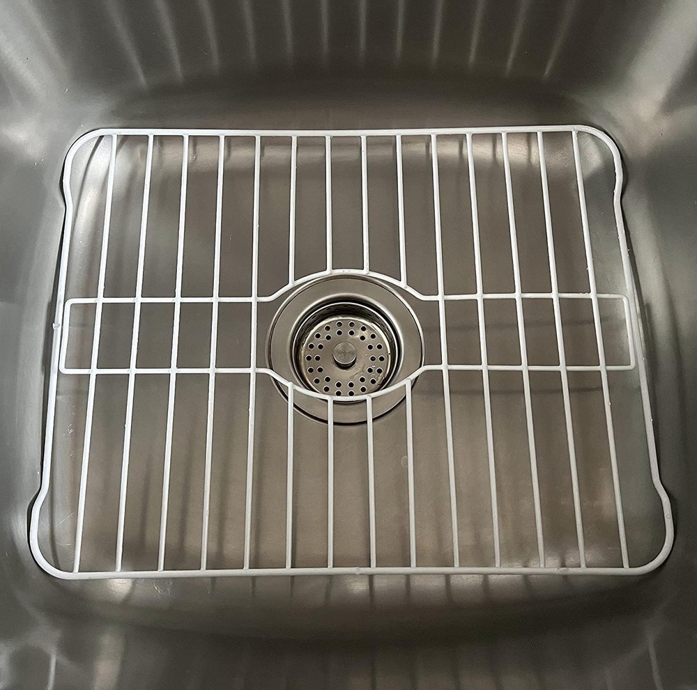 Sink Protectors for Kitchen Sink Bottom with White Coating Grate Insert Grid ...