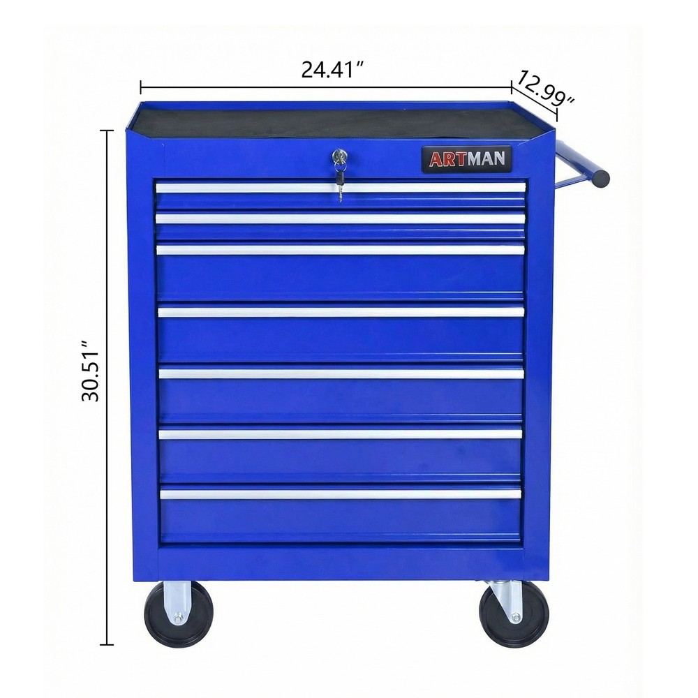 7 Drawers Multifunctional Tool Cart with Wheels,Rolling Tool Trolley for Garage