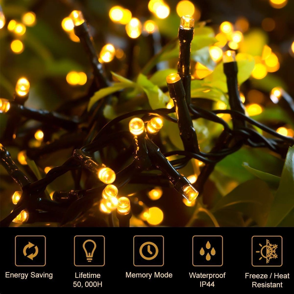 82ft 1000 LED Cluster Christmas String Lights - Dark Green Wire Tree Lights -...