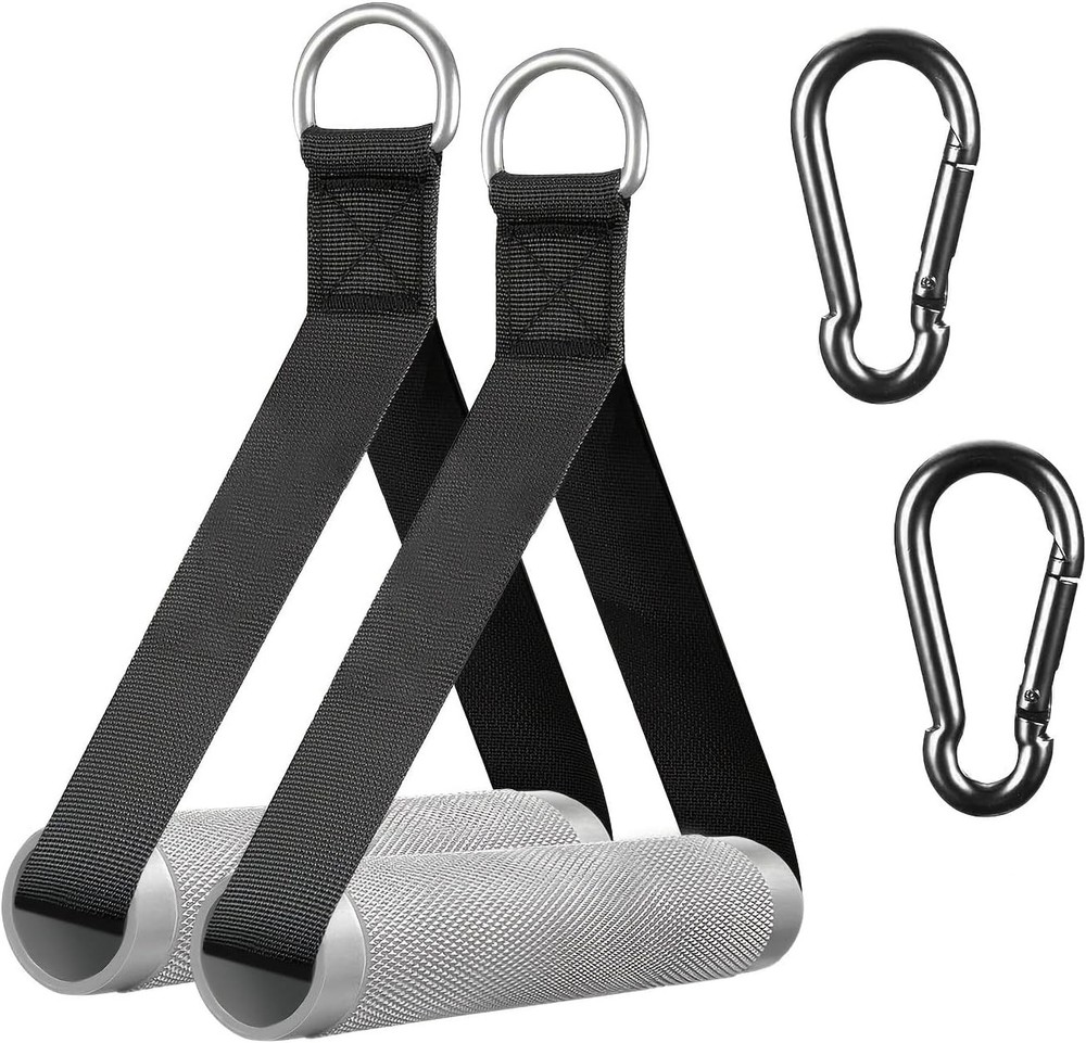 2Pack Upgraded Heavy Duty Exercise Handles for Cable Machine, Silver Black
