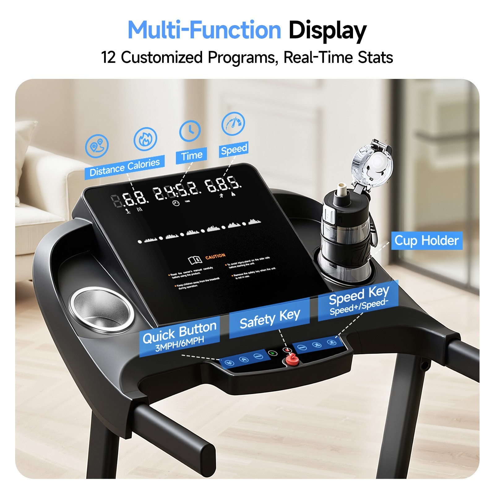 YPOO Treadmill with 0-15% Auto Foldable Treadmill for Home 8.0 MPH Treadmill