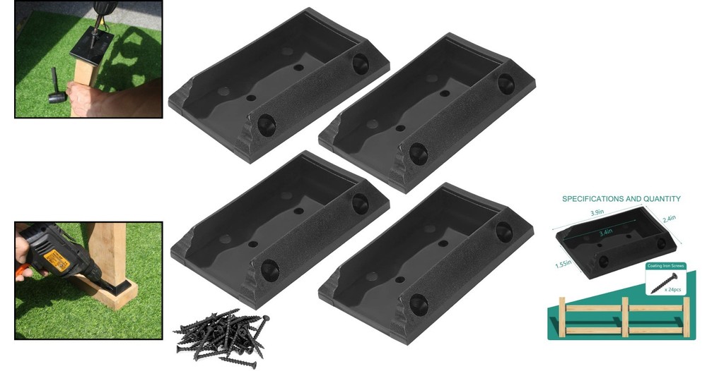 4 Heavy-Duty Nylon Deck Railing Brackets with 120 Screws for Secure Fitting