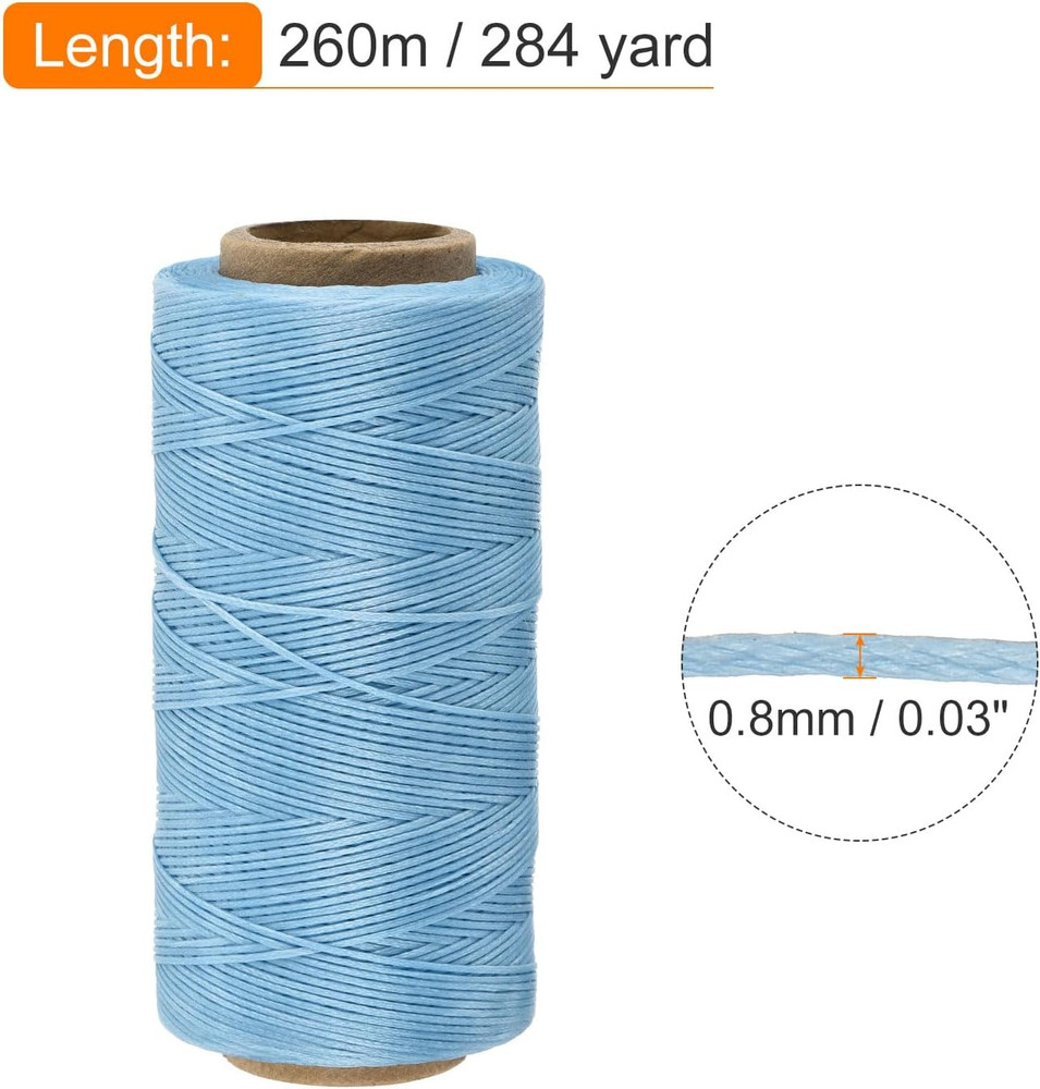 Waxed Thread,284 Yard 0.8Mm 150D Flat Wax Thread Polyester Waxed String for Leat