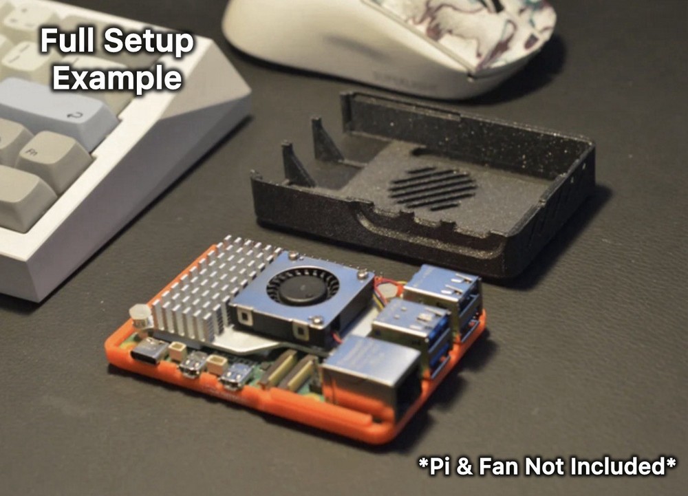 Raspberry Pi 5 Case | Snap Fit | Active Fan Cooler Compatible | Black PLA