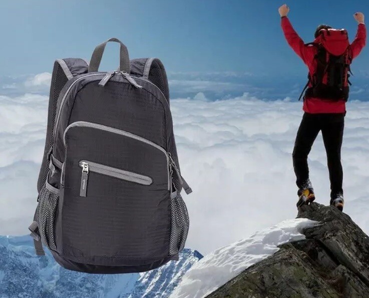Lightweight 8oz Hiking Foldable Backpack Fold UP Back Pack Water Resistant Black
