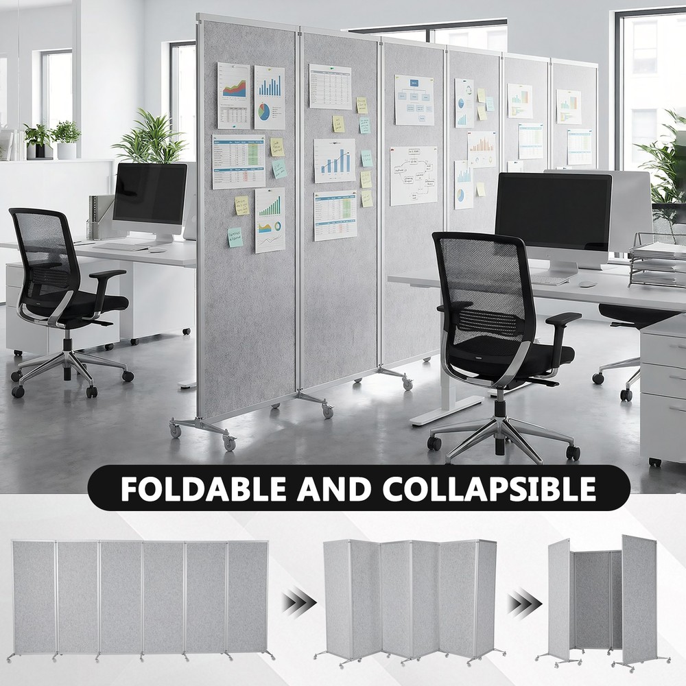 Rolling Privacy Room Divider with Lockable Wheels Office Mobile Screen Partition