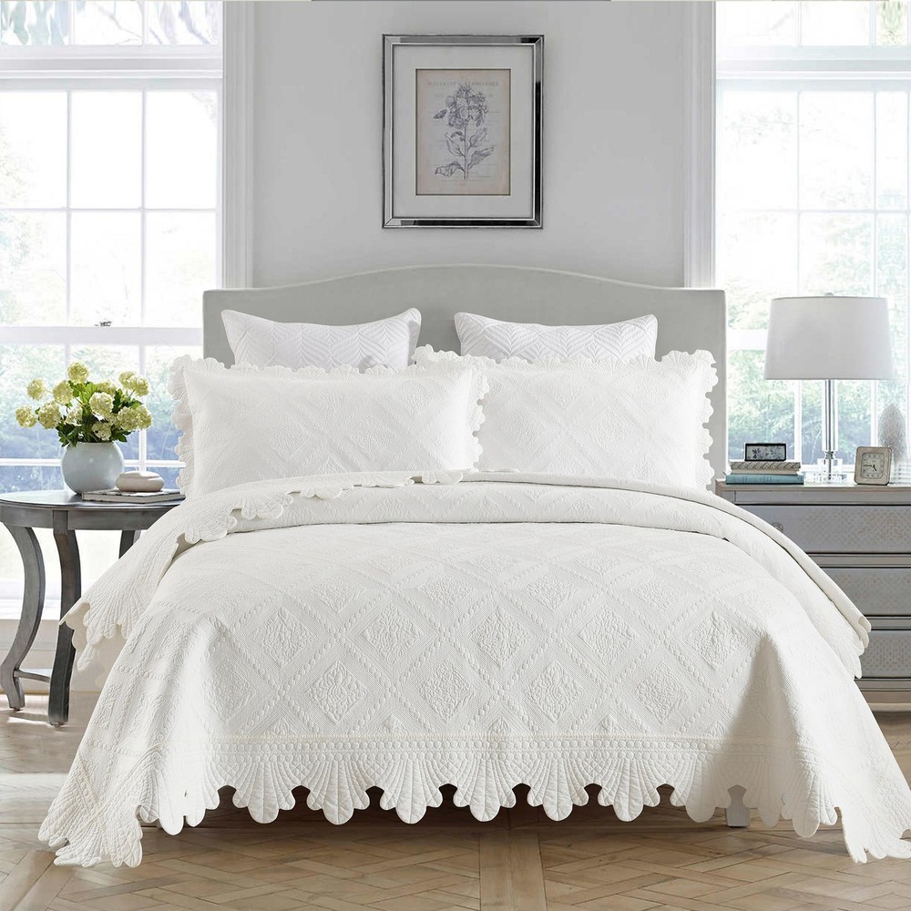 3 Pcs 100% Cotton Oversized Quilt Bedspread Set
