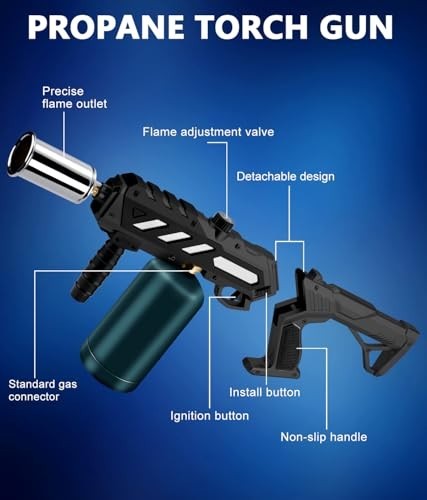 Powerful Detachable Propane Torch Gun - Adjustable Flame BBQ Burner, Campfire &