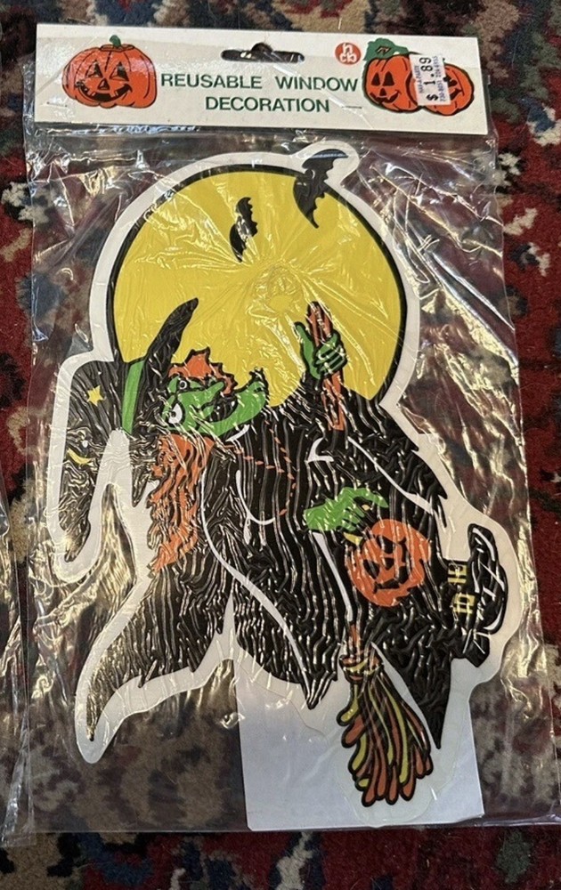 Vintage Halloween Reusable Window Decoration Witch Coen Bakker Beistle