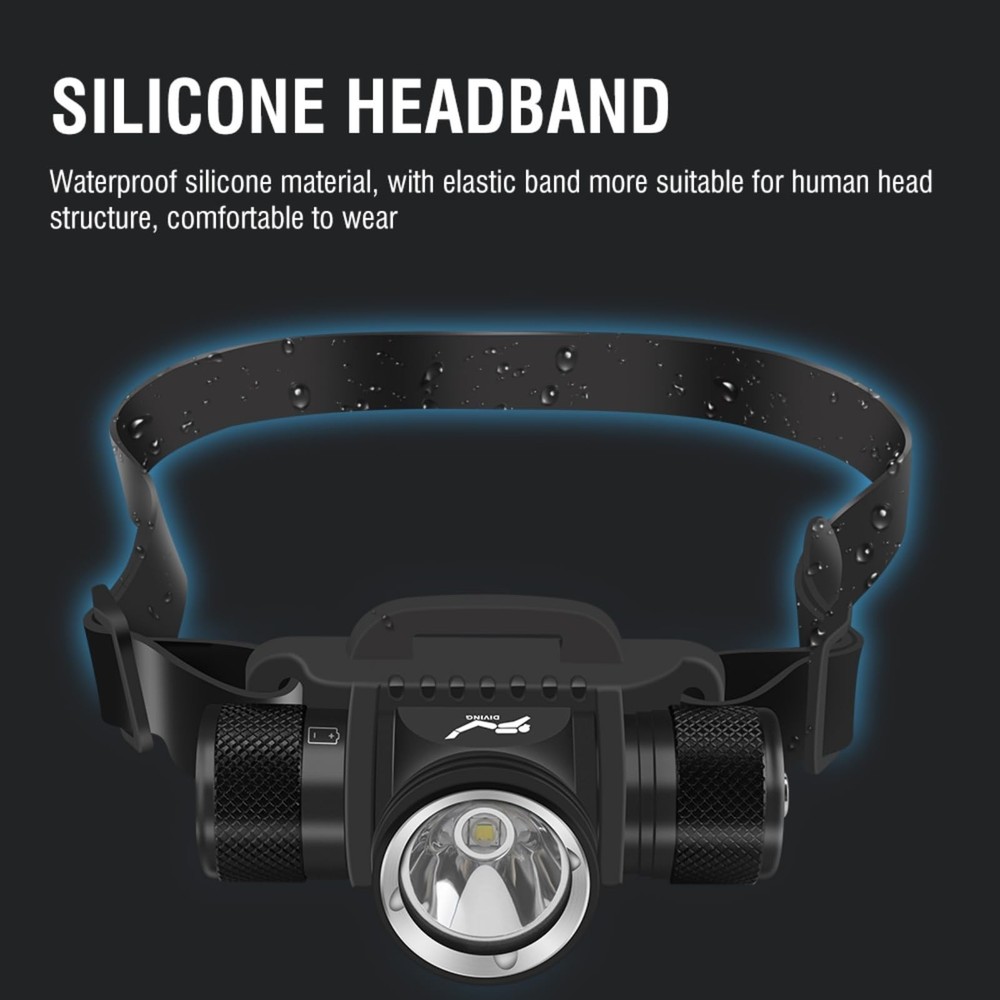 WINDFIRE Scuba Diving Light, Long Range Diving Flashlight Headlamp, 5 Modes D...