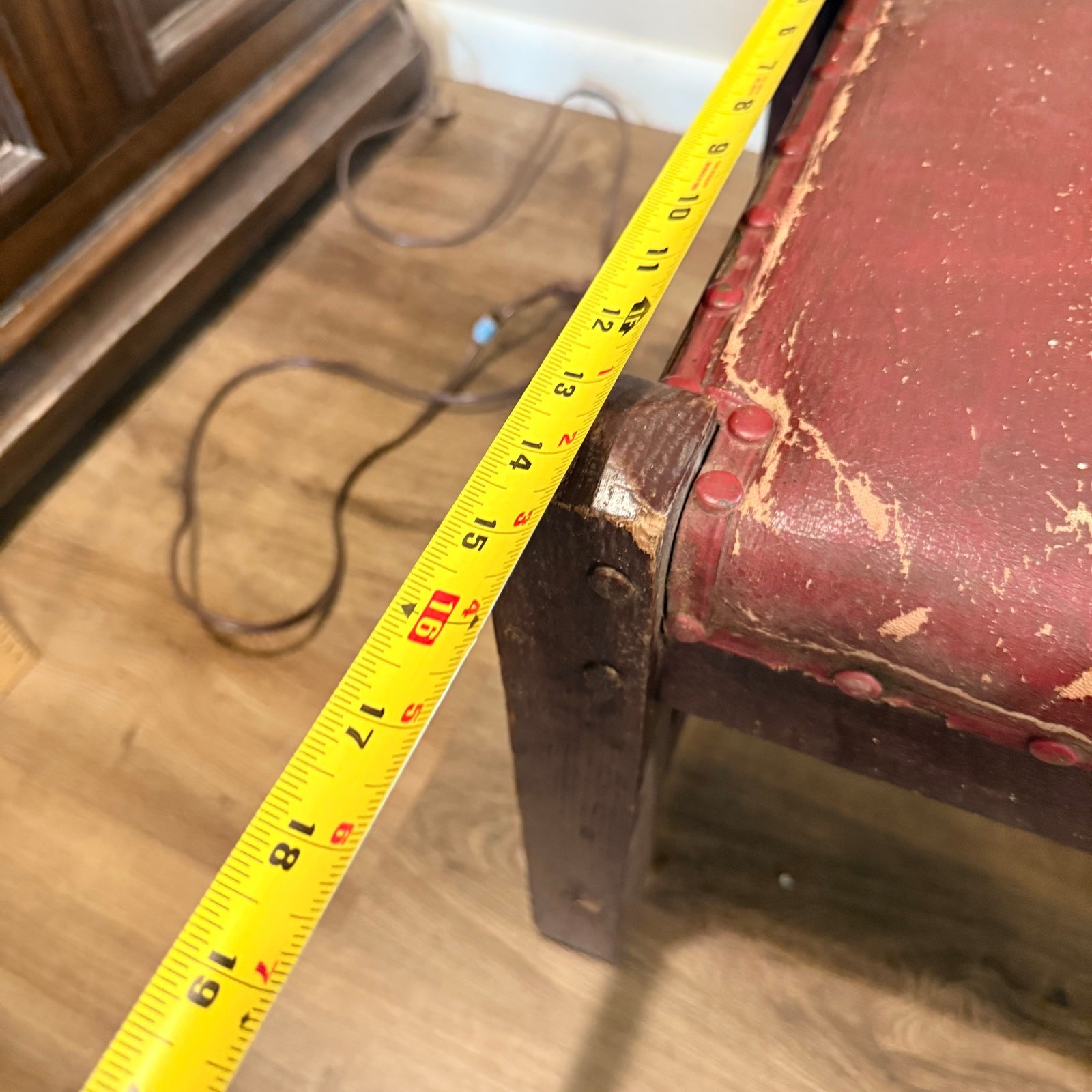 Antique Vintage Arts & Crafts Mission Style Wood Foot Stool Ottoman - READ