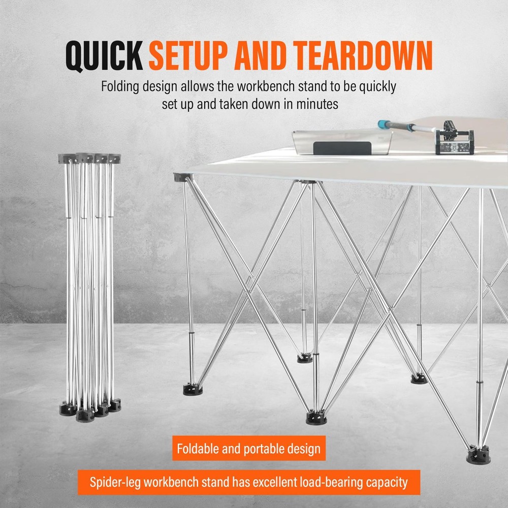 87*29in Portable Work Station with Storage Bag, Foldable Work Bench Table Silver