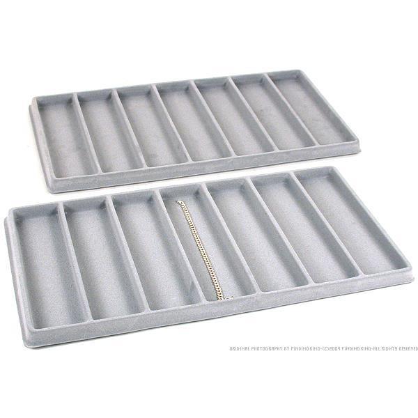 2 Gray 7 Compartment Bracelet Display Tray Inserts