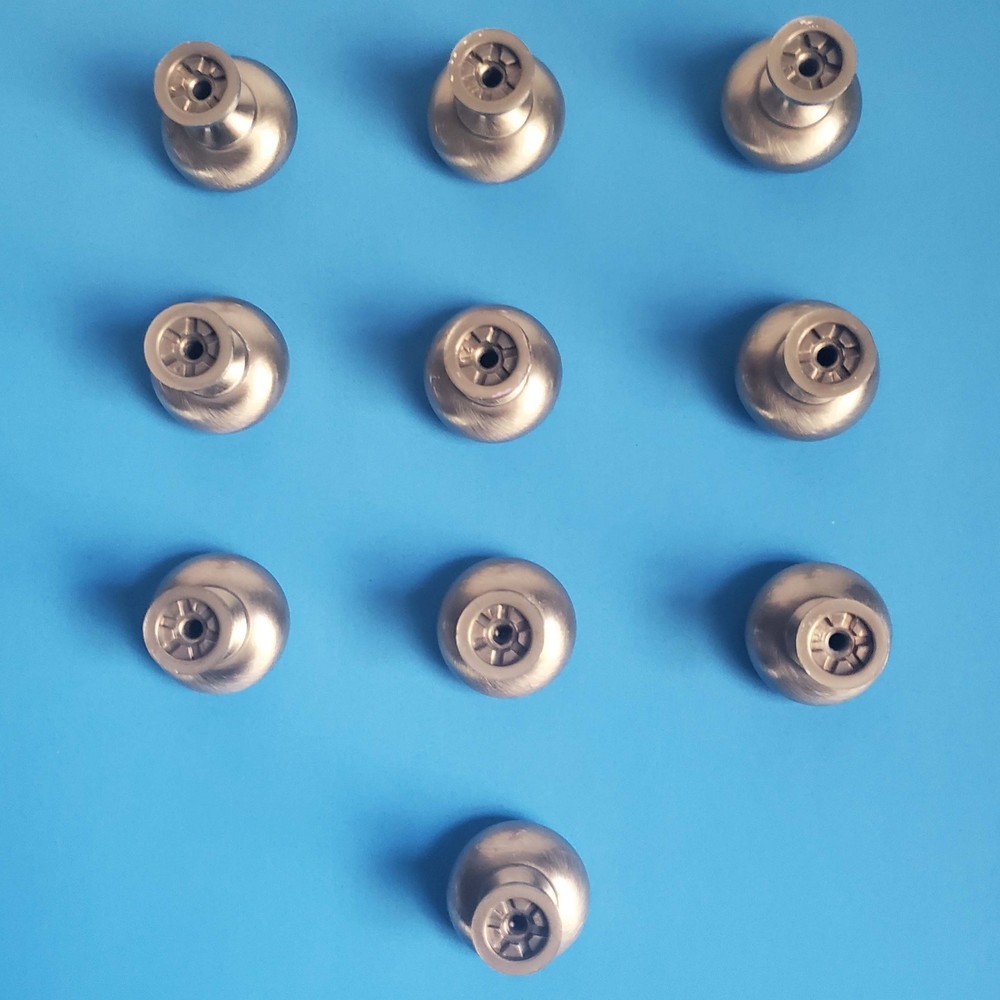 Lot of 10 Brushed Silver Knobs Drawer Pulls with Screws