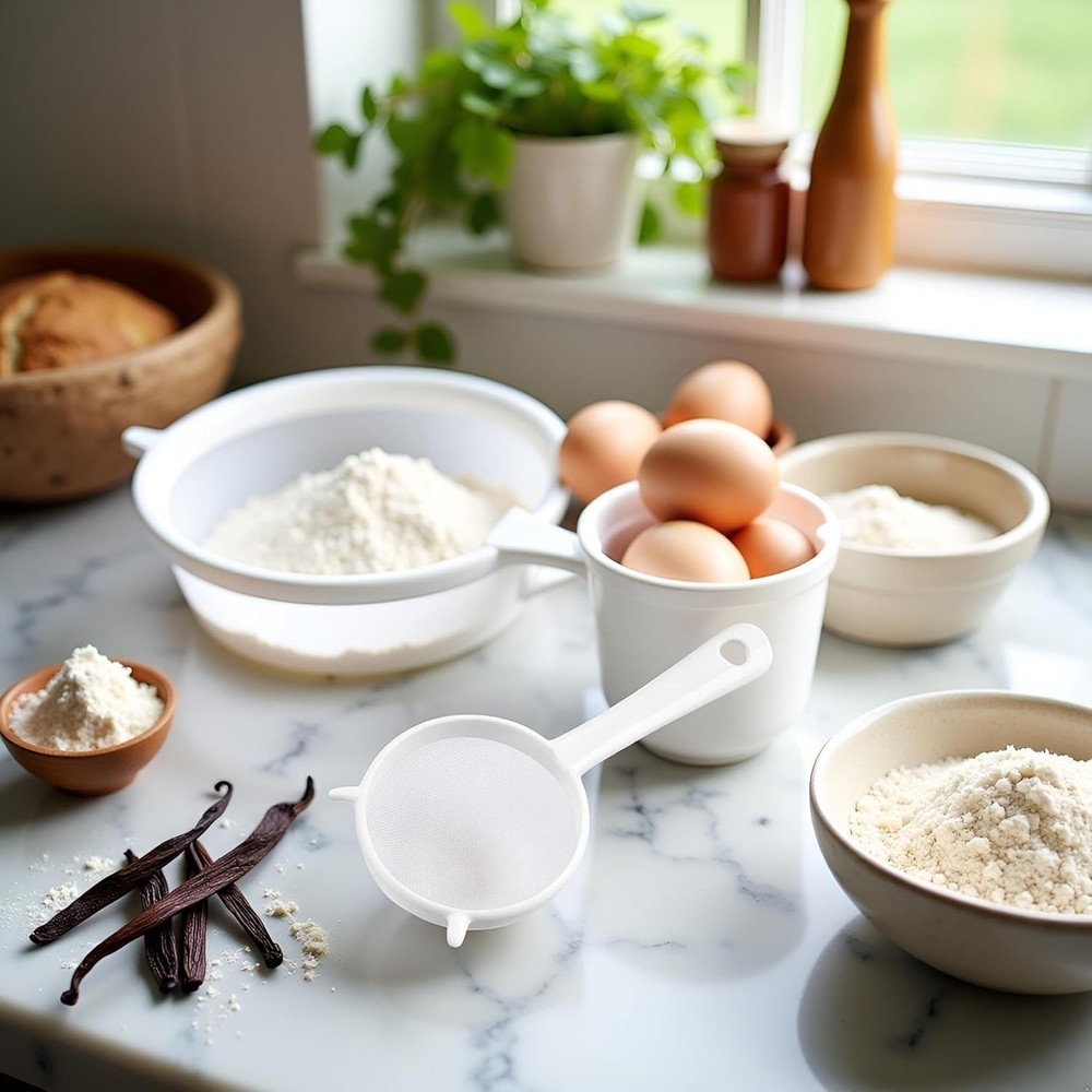 White Mesh Kitchen Sifter Plastic Mesh Strainers Sieve Colanders & Sieve