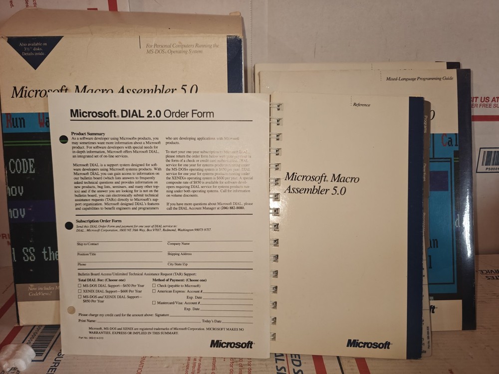 Microsoft Macro Assembler 5.0 MS-DOS Software 5.25" Disks
