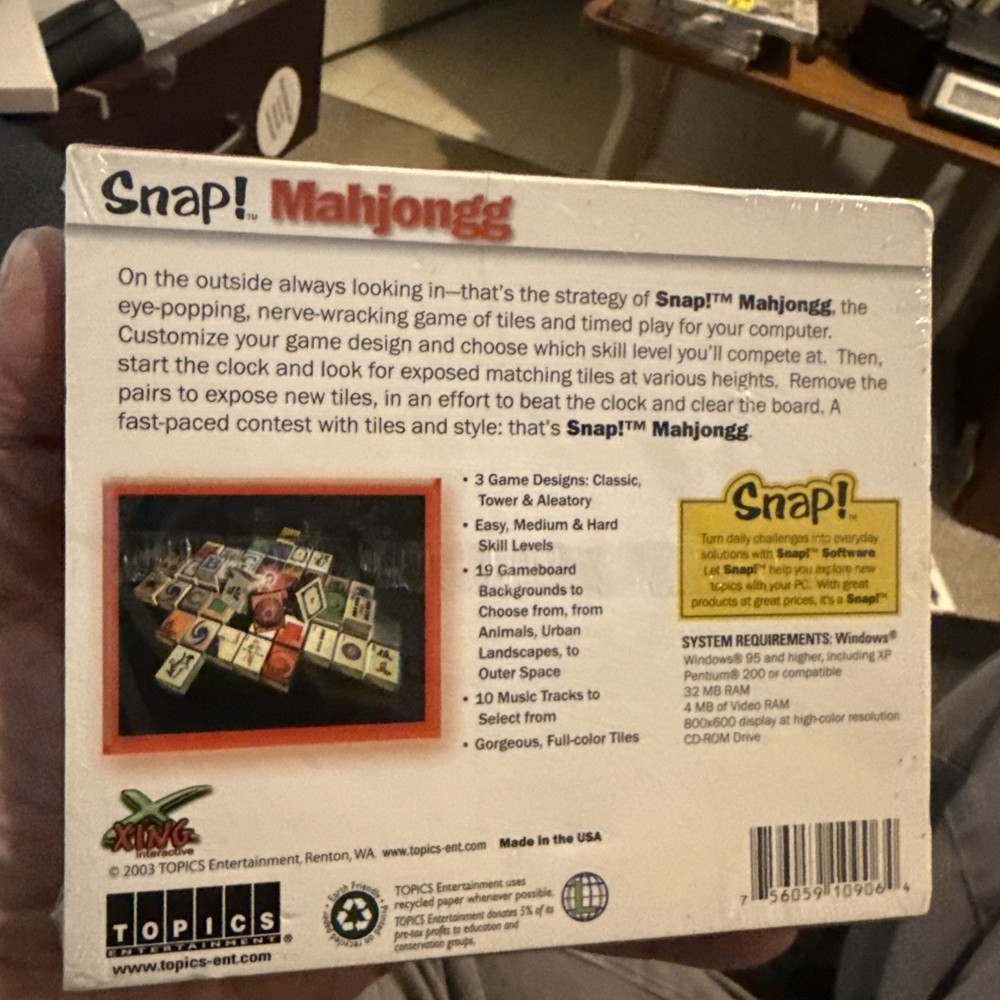 Mah Jongg Snap PC CD-ROM Computer Game New Sealed