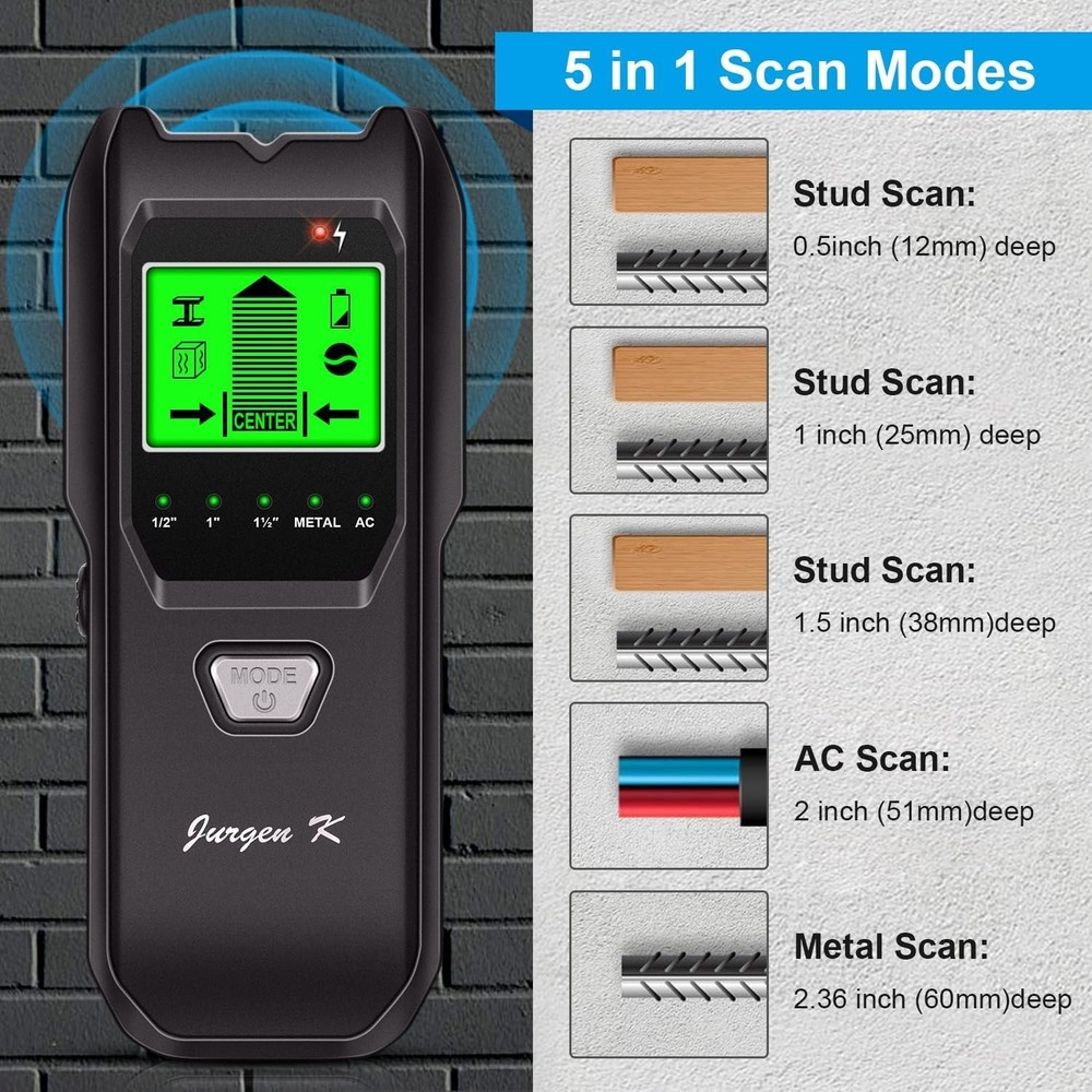 5 in 1 Multifunction Stud Detector - Accurate Center & Edge