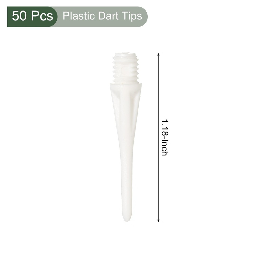 50Pcs Plastic Dart Tips,Game 2BA Thread Soft Darts Tips White