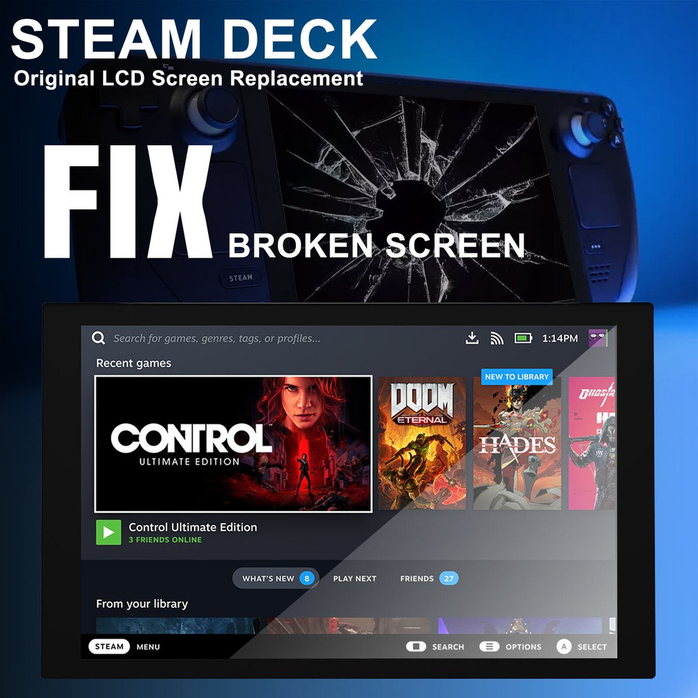 OEM LCD Display Touch Screen Digitizer Assembly Replacement For Valve Steam Deck