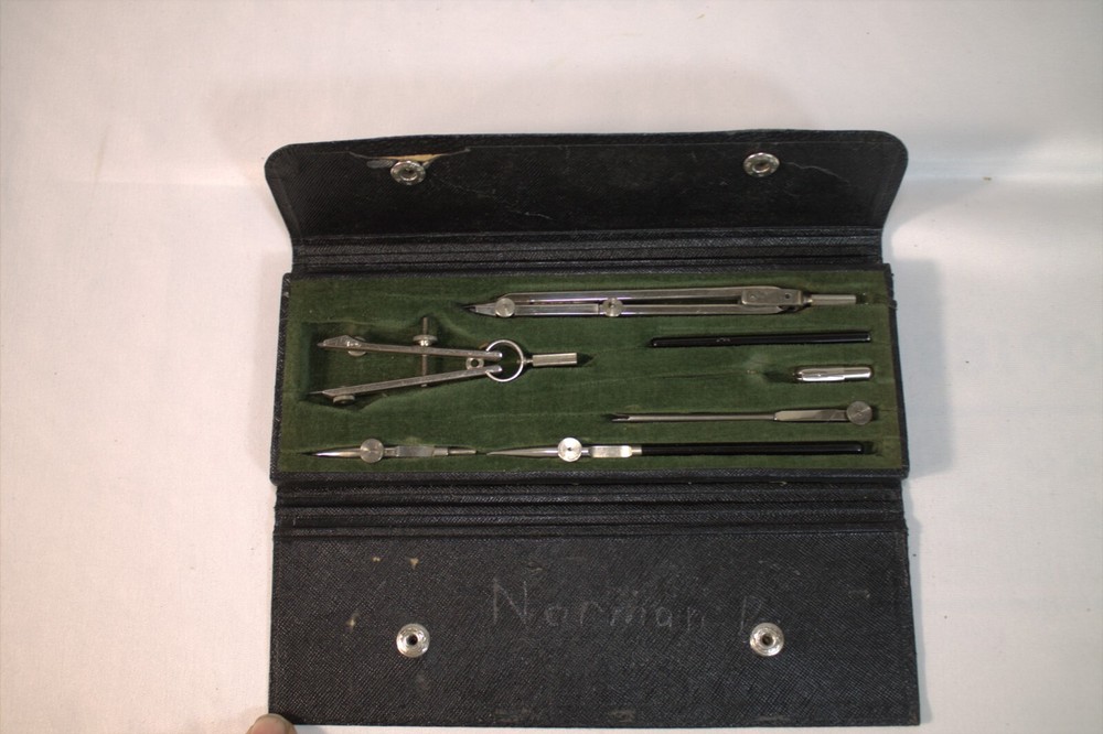 German Drafting Compass Set Drawing Instruments with Case #603 Vintage