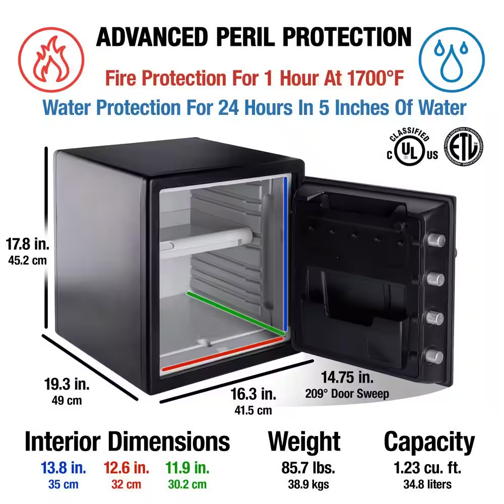1.2 Cu. Ft. Fireproof & Waterproof Safe with Digital Combination Lock