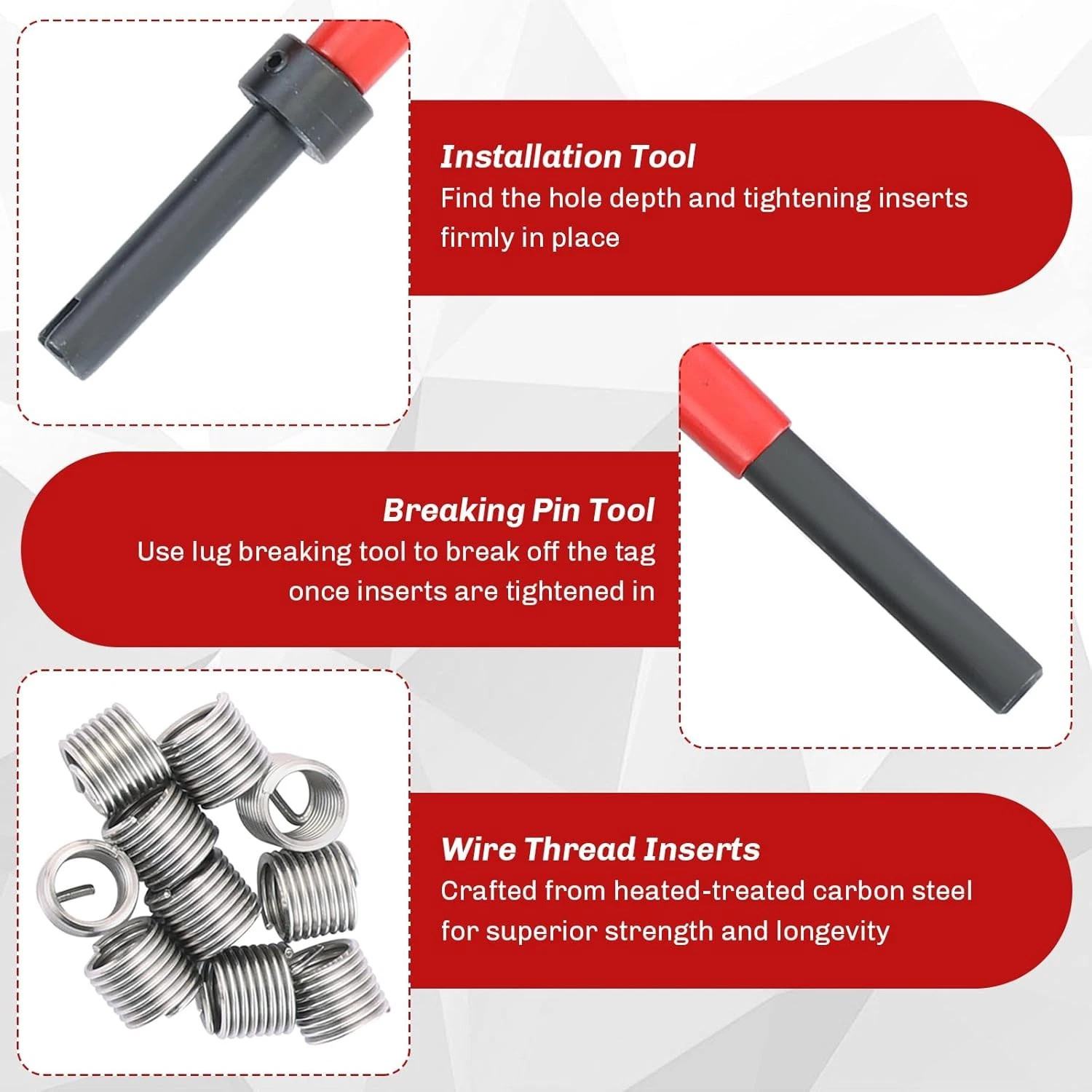 M5 M6 M8 M10 M12 Helicoil Thread Repair 131Pcs Set & Metric Rethreading Tool Kit
