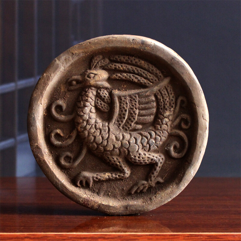 Chinese Antique Han Dynasty rosefinch Roof Tile End (Wadang) Collectibles