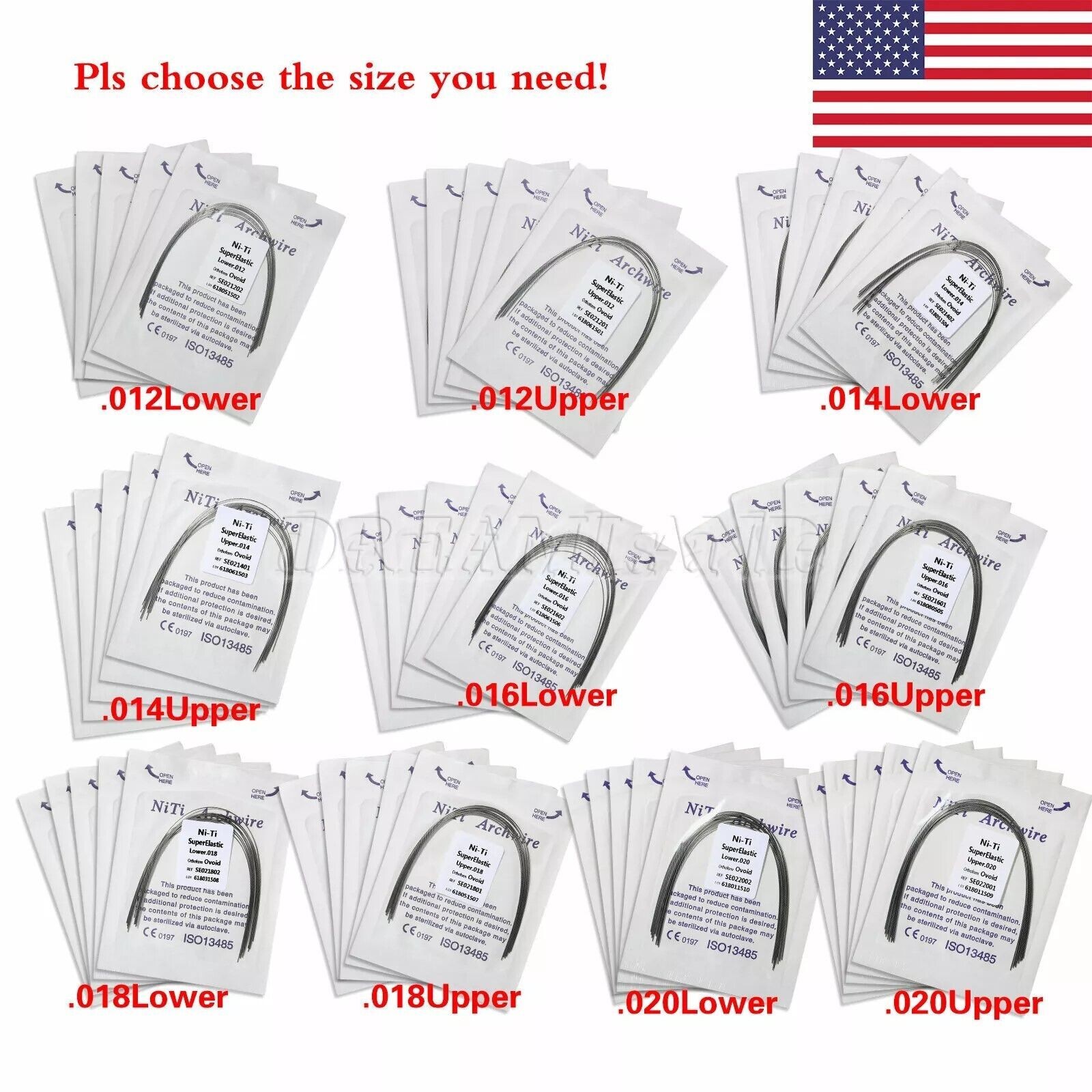 Dental Super Elastic Niti Round Arch Wires Wire for Bracket Braces Alambre st