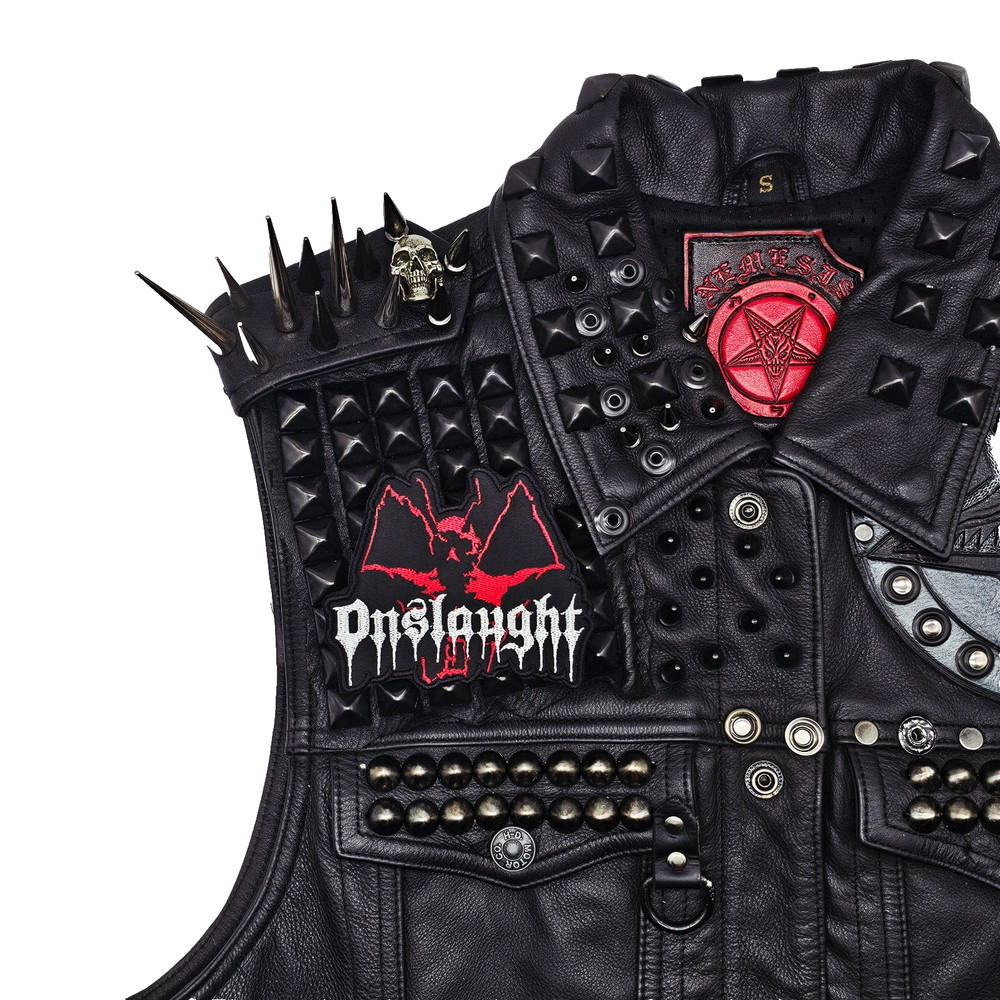 ONSLAUGHT KILLING PEACE LOGO (shaped border) EMBROIDERED PATCH