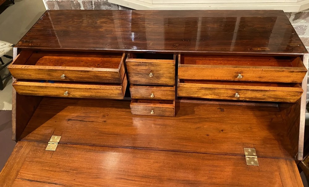 18th c Massachusetts Fall Front Desk in Mahogany