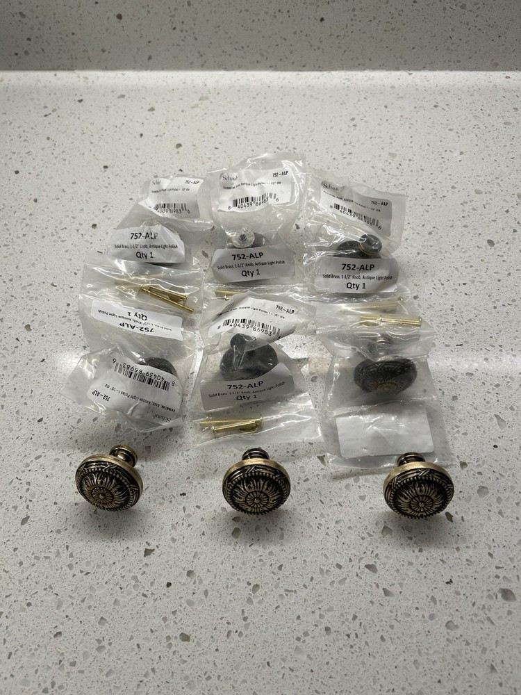 Shaub Brass Drawer Knobs- Set Of 9