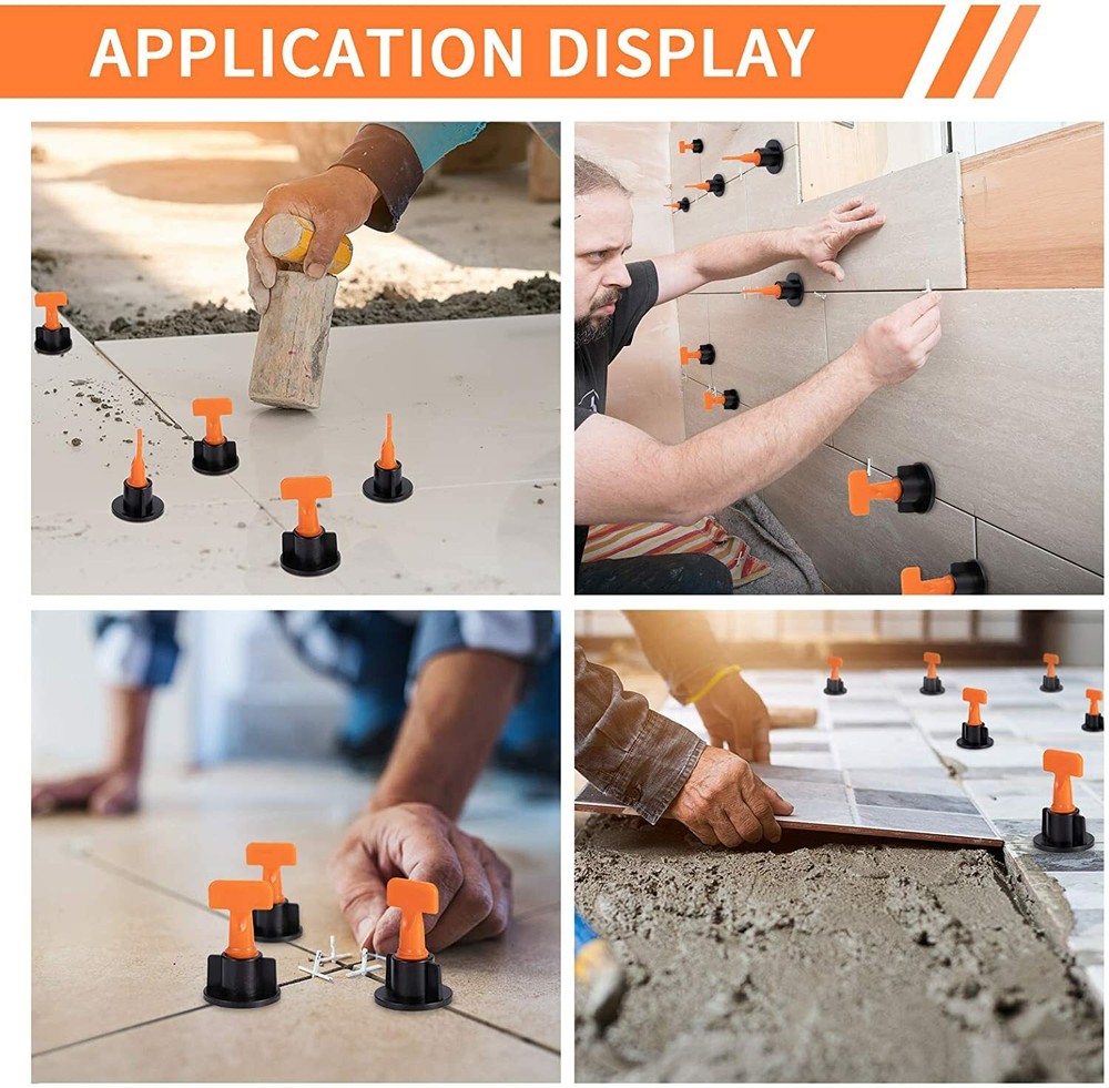 50/200pcs Tile Leveling System Kit Reusable Tile Spacer Wall Floor Clips Tools