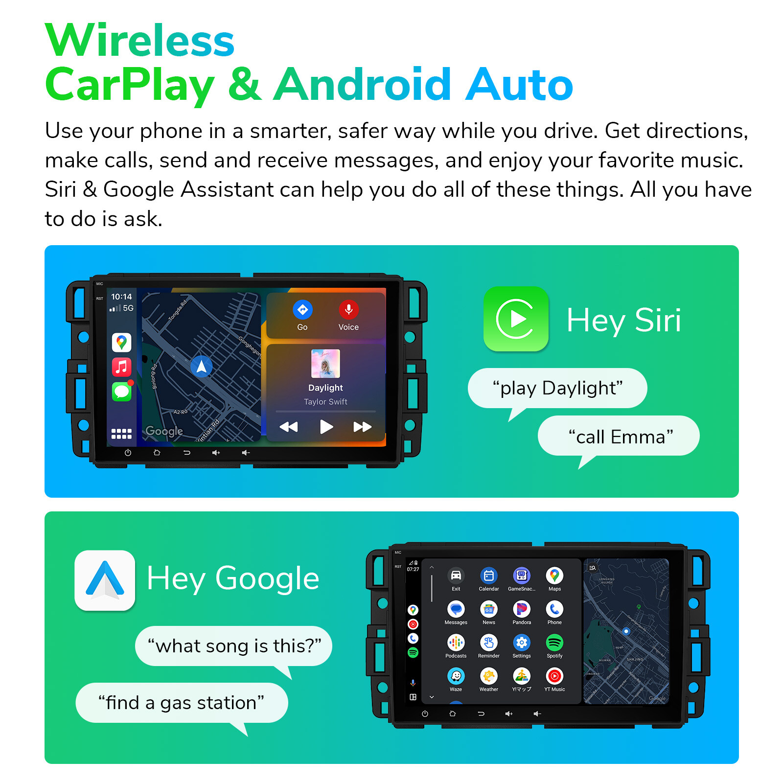 CAM+Car Stereo Android 12 8Core 4+64 For GMC Chevrolet Chevy Yukon Sierra Acadia