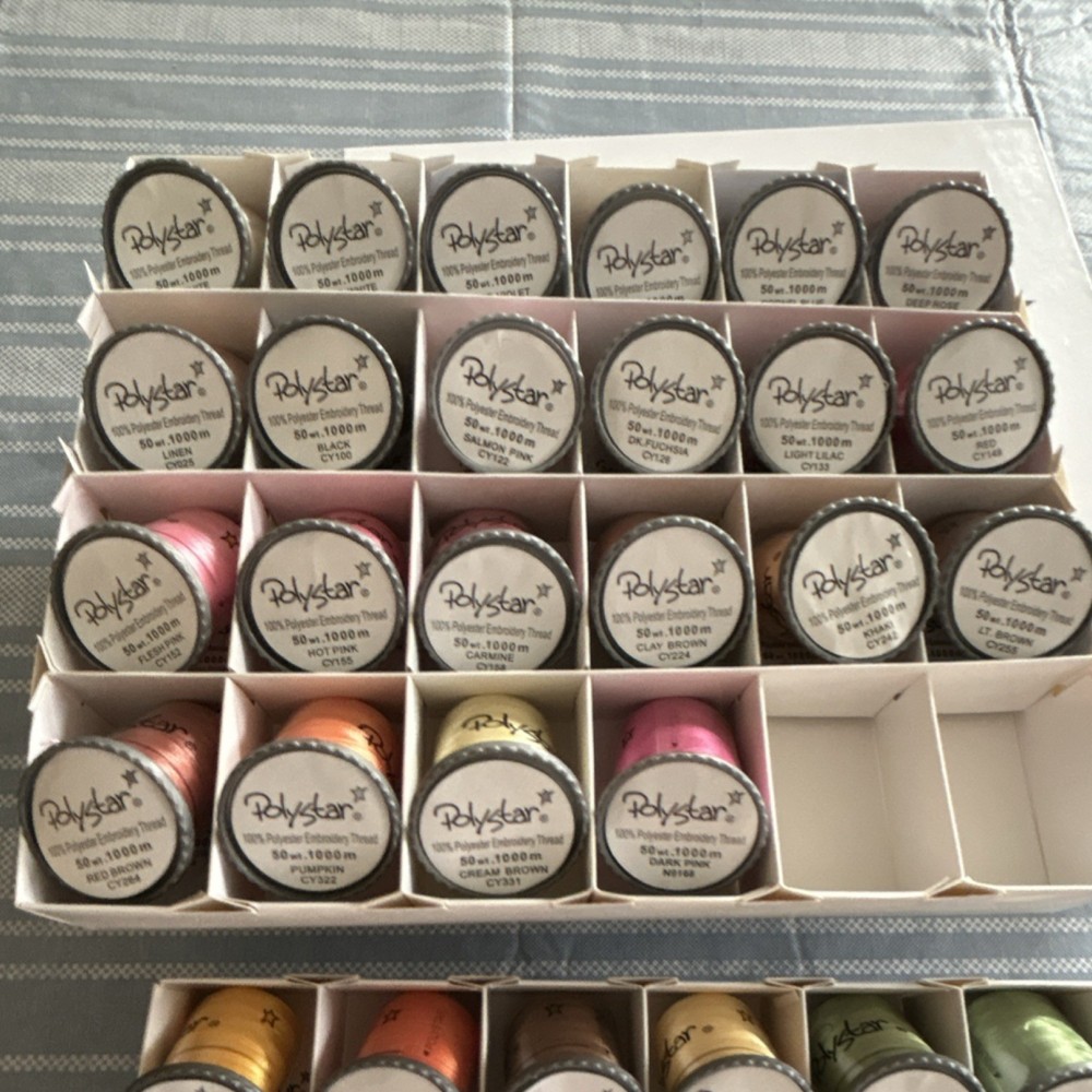 Polystar Polyester Embroidery Thread Set 50s/1000m Assorted Colors - 43 spools