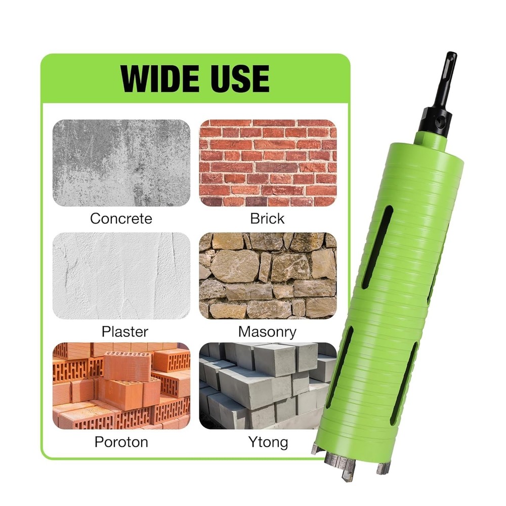 Versatile 2.5" Core Drill Bit with Dual Adapters for Concrete & Brick Projects