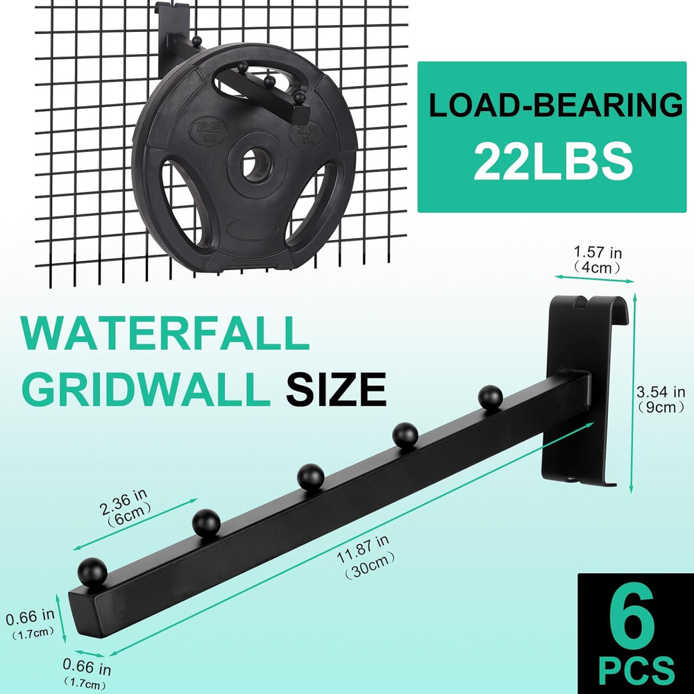 6 Pack Gridwall Waterfall Hooks 5 Ball 12" Gridwall Clothes Hanger Gridwall Wire
