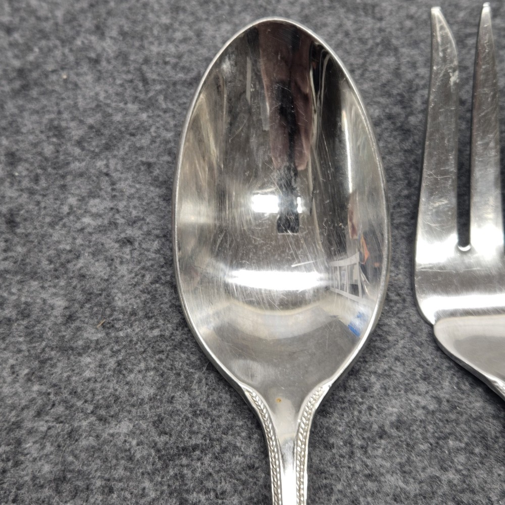 Gorham Braid Serving Hostess Set Spoon Slotted Fork Stainless Flatware Lot (3)