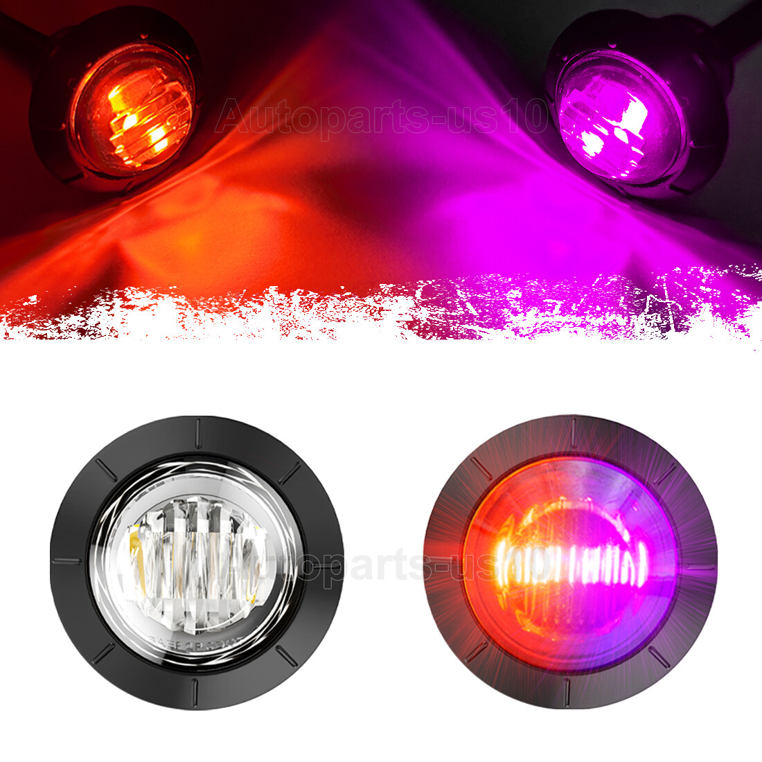 Dual Color LED Marker Lights Round 3/4"Truck Trailer Side Clearance Light Bullet