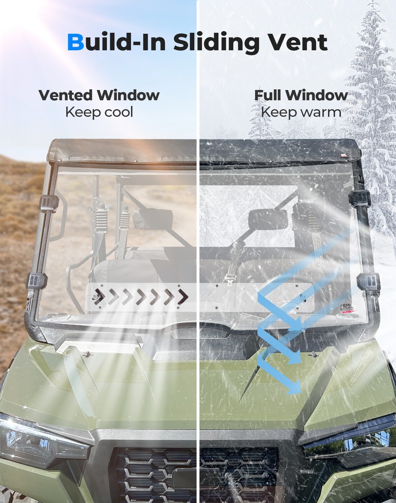 UTV Vented Front Full Windshield Clear for TRACKER 800SX 2020-2023 MAX-FLO