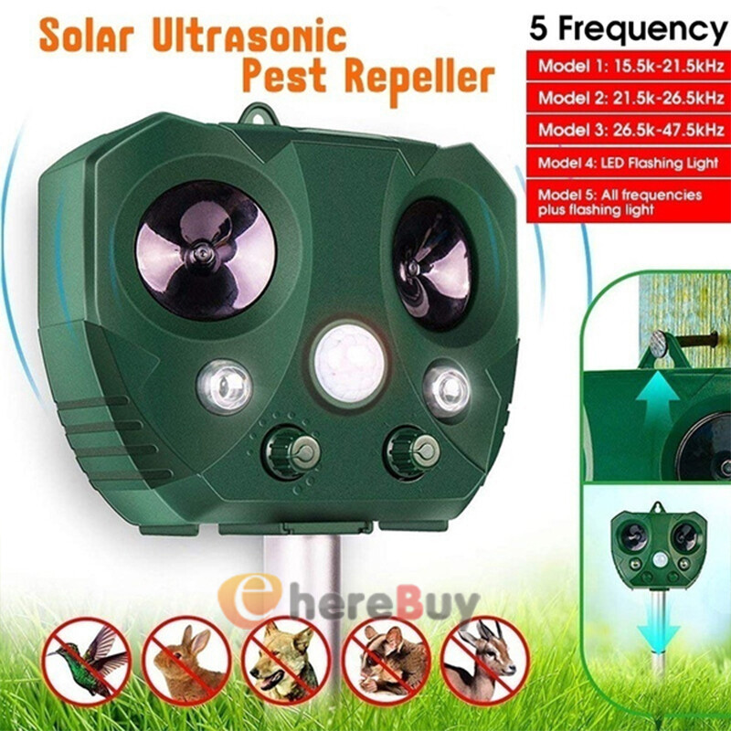 Solar Ultrasonic Bird Repellers Pest Control Scarer Deterrent Fox Motion Sensor