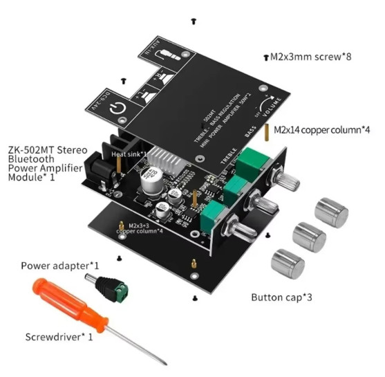 Bluetooth 5.0 Bluetooth Audio Amplifier Modules 2X50W Hi-Fi Amplifier Board